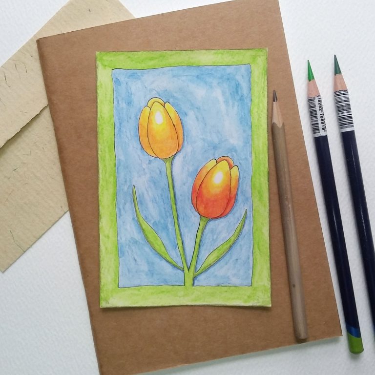 Art & Craft Tutorial: How to draw simple flowers course – part four – tulips