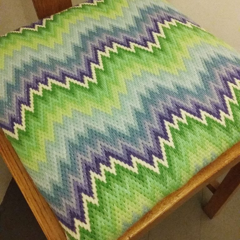 Finished Craft Project: Bargello Embroidered Chair Seat Cover