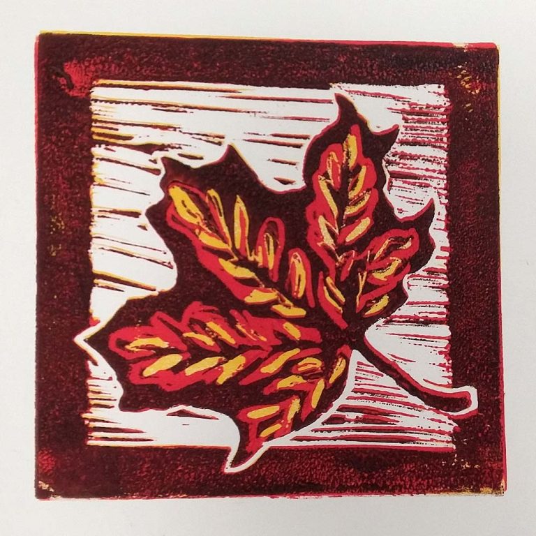 Student Showcase: reduction lino printing with Lanchester Monday Art Group