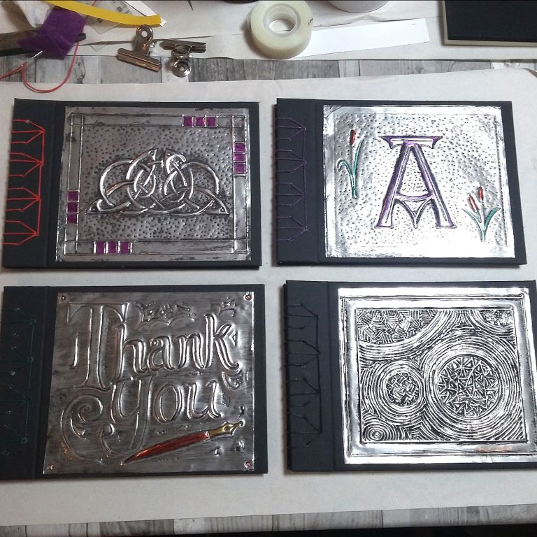 Student showcase: metal embossed Japanese stab bound sketchbook