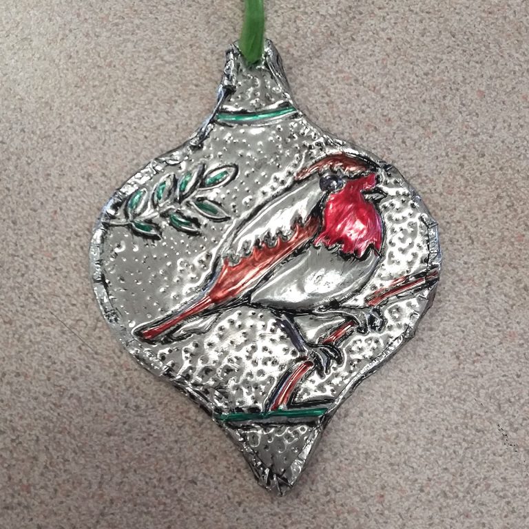 Student showcase: metal embossed Christmas tree ornaments at Arnside