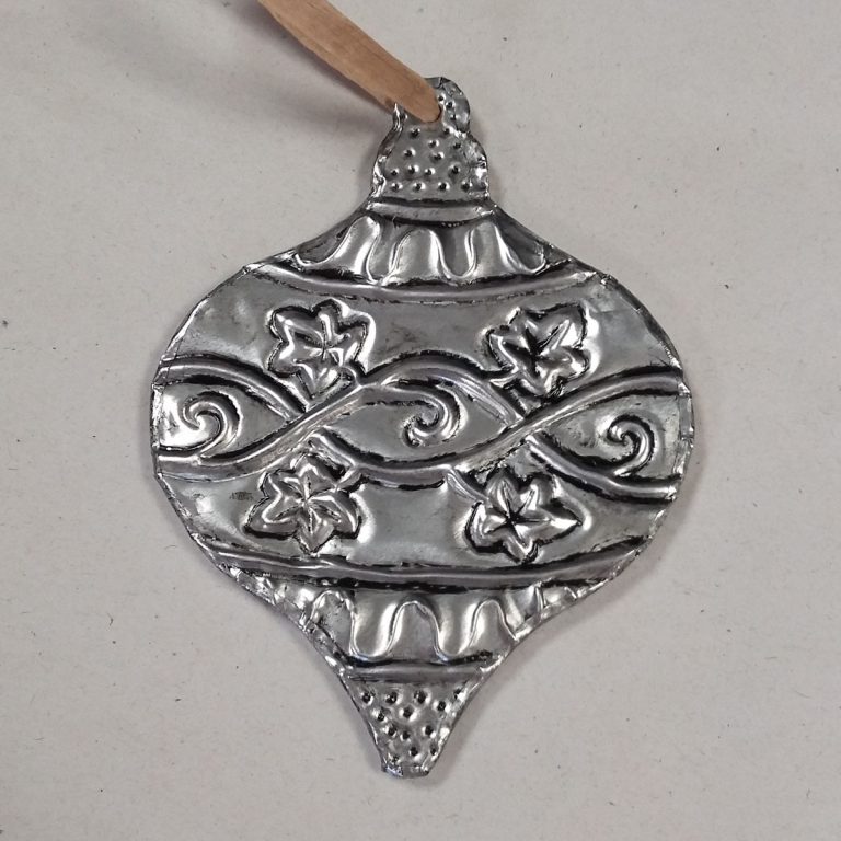 Student showcase: metal embossed Christmas tree ornaments at Allendale