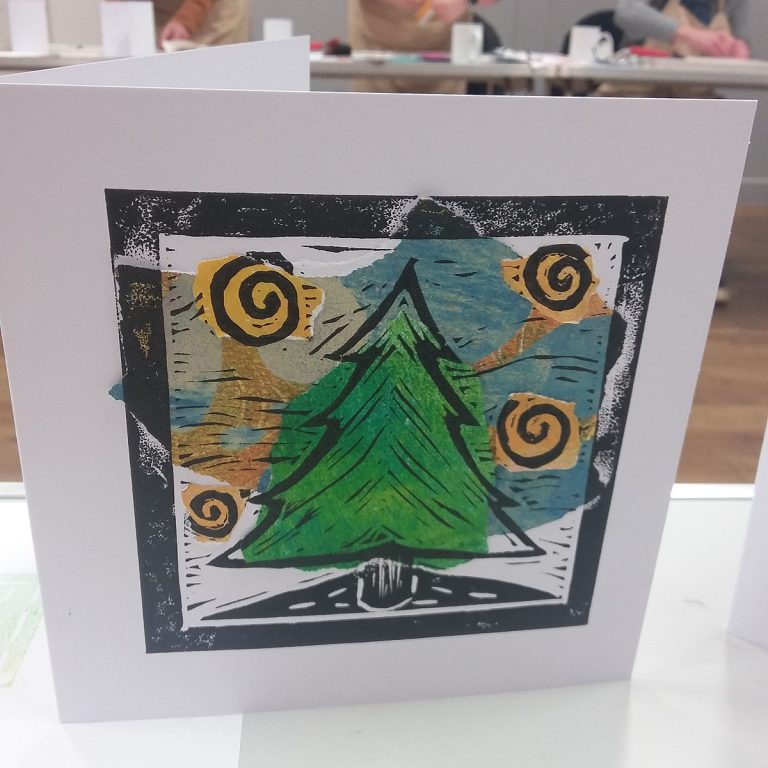 Student showcase: lino printed Christmas cards at Penruddock