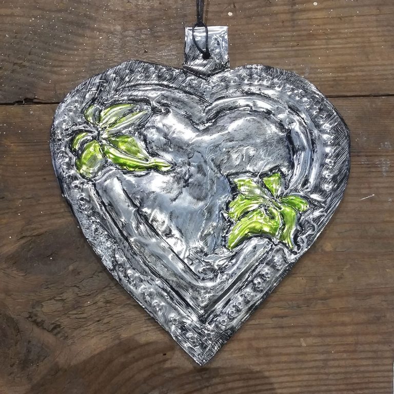 Student showcase: metal embossed hearts at Breathing Space