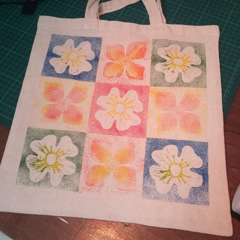 Student showcase: lino printed tote bag