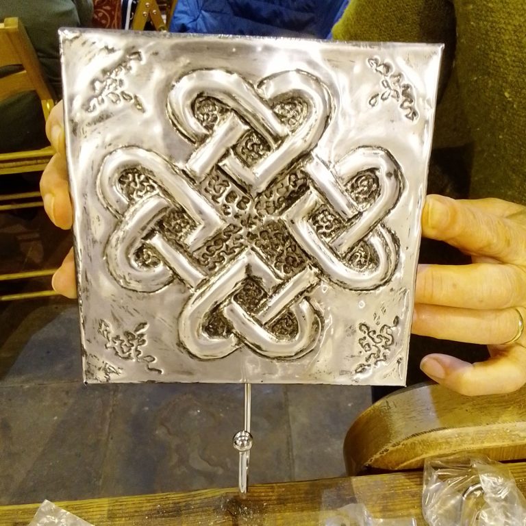 Student showcase: metal embossed hangers at Breathing Space