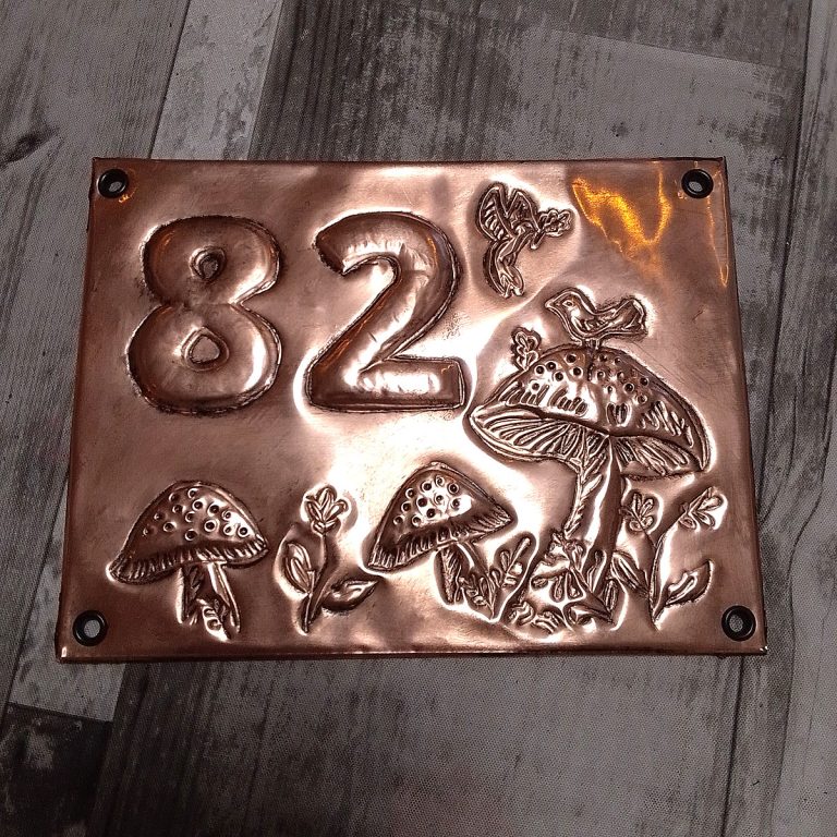 Student showcase: copper embossed house number