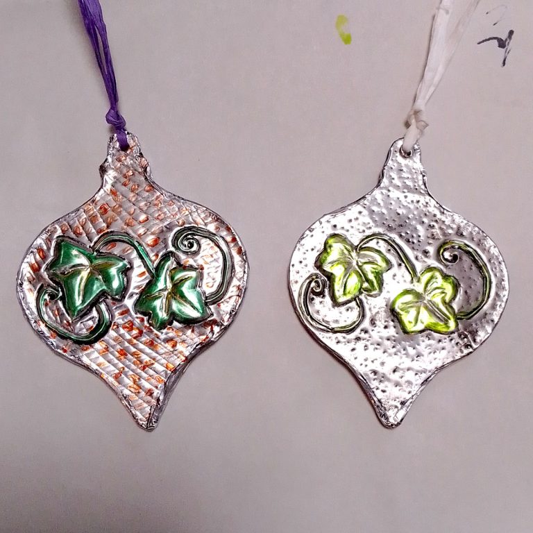 Student showcase: metal embossed Christmas tree ornaments