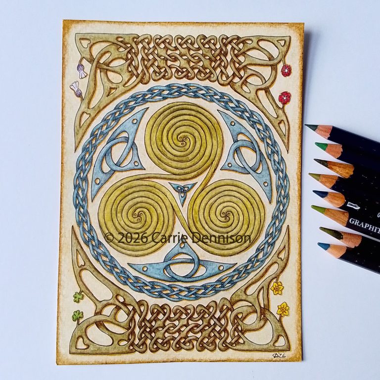 Finished artwork: Above and Below for Postcard Art Exhibit 2026